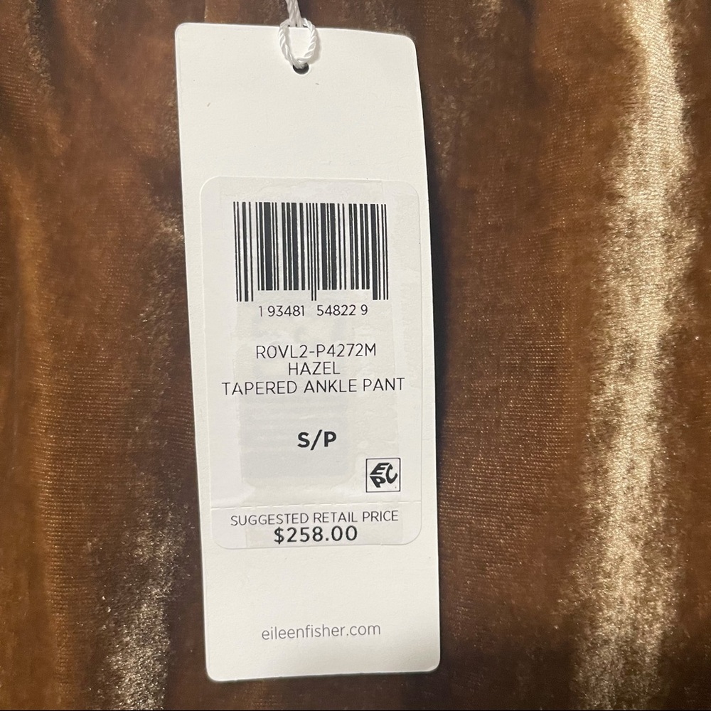 NWT Eileen Fisher VELVET TAPERED ANKLE PANT - Picture 8 of 9